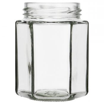 196 ml Twistoff jar hexagonal glass clear TO58, 164g