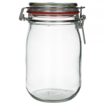 1140 ml Wirehanger jar round glass clear special, 664g