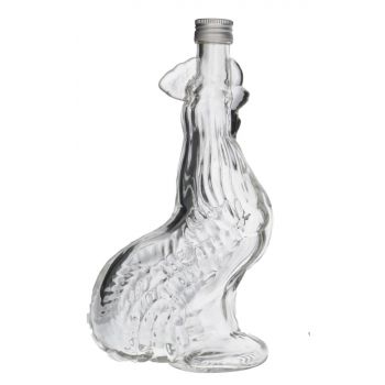 350 ml glazen fles in de vorm van een haan, inclusief dop